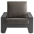 Lirienne Outdoor Patio Aluminum Faux Wood Armchairs Set of 2 in Smoke