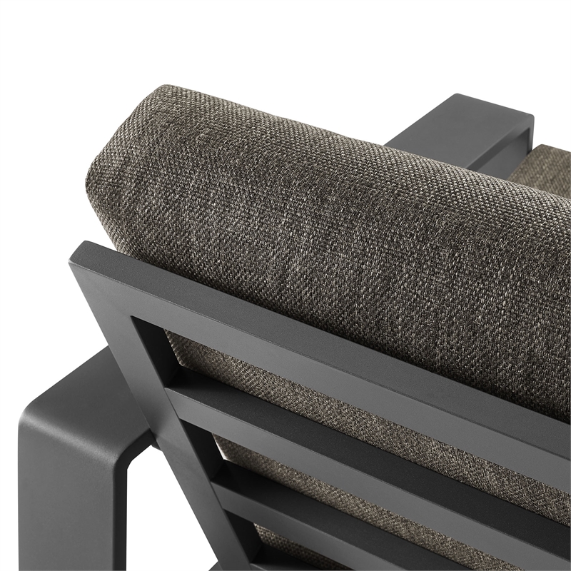 Lirienne Outdoor Patio Aluminum Faux Wood Armchairs Set of 2 in Smoke