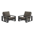 Lirienne Outdoor Patio Aluminum Faux Wood Armchairs Set of 2 in Smoke