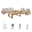 Modway Lirienne 4-Piece Patio Aluminum Faux Wood Furniture Set in Ivory Natural