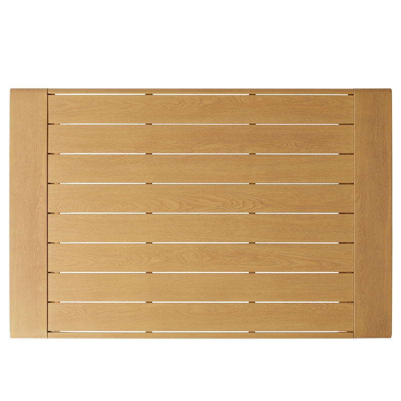 Modway Lirienne 4-Piece Patio Aluminum Faux Wood Furniture Set in Ivory Natural