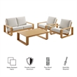 Modway Lirienne 4-Piece Patio Aluminum Faux Wood Furniture Set in Ivory Natural