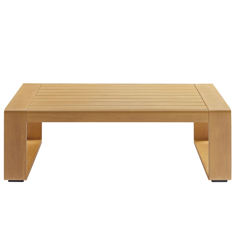 Modway Lirienne 4-Piece Patio Aluminum Faux Wood Furniture Set in Ivory Natural