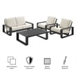 Modway Lirienne 4-Piece Outdoor Patio Aluminum Furniture Set in Cream Gray