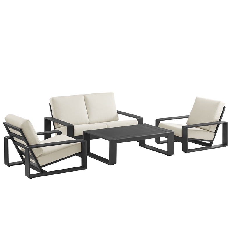 Modway Lirienne 4-Piece Outdoor Patio Aluminum Furniture Set in Cream Gray