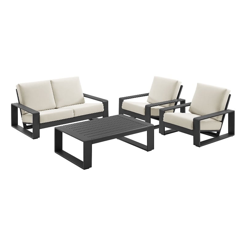 Modway Lirienne 4-Piece Outdoor Patio Aluminum Furniture Set in Cream Gray