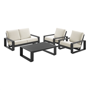 Modway Lirienne 4-Piece Outdoor Patio Aluminum Furniture Set in Cream Gray