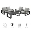 Modway Lirienne 4-Piece Outdoor Patio Aluminum Furniture Set in Light Gray