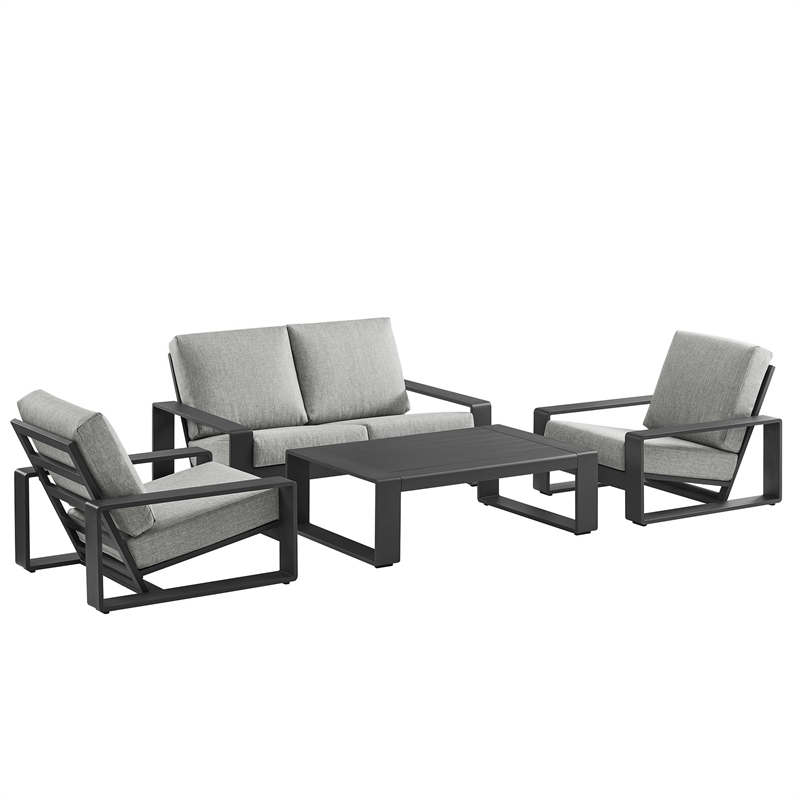 Modway Lirienne 4-Piece Outdoor Patio Aluminum Furniture Set in Light Gray