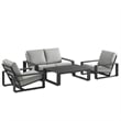 Modway Lirienne 4-Piece Outdoor Patio Aluminum Furniture Set in Light Gray