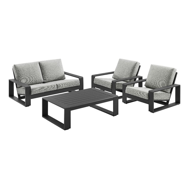 Modway Lirienne 4-Piece Outdoor Patio Aluminum Furniture Set in Light Gray
