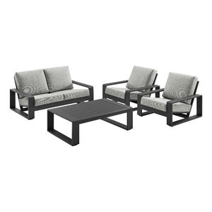 Modway Lirienne 4-Piece Outdoor Patio Aluminum Furniture Set in Light Gray