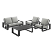 Modway Lirienne 4-Piece Outdoor Patio Aluminum Furniture Set in Light Gray