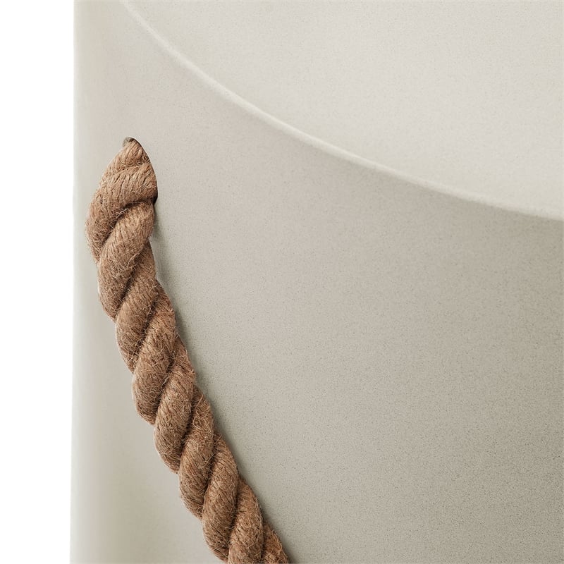 Isera Indoor - Outdoor Patio Rope Concrete Side Table Stool in Light Gray