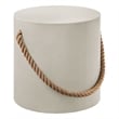 Isera Indoor - Outdoor Patio Rope Concrete Side Table Stool in Light Gray