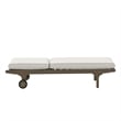 Saratoga Outdoor Patio Teak Chaise Lounge Chair in Weathered Gray White