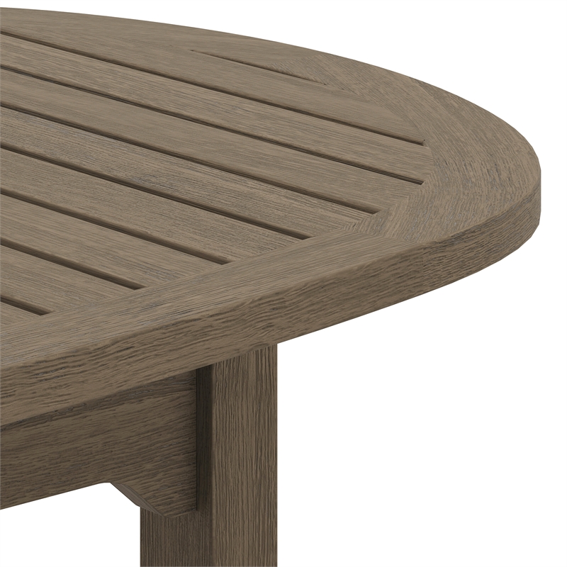 Saratoga Oval Outdoor Patio Teak Wood Coffee Table in Weathered Gray
