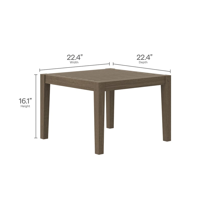 Northlake Square Outdoor Patio Teak Side Table in Weathered Gray