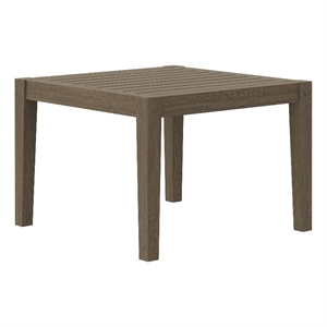 Northlake Square Outdoor Patio Teak Side Table in Weathered Gray