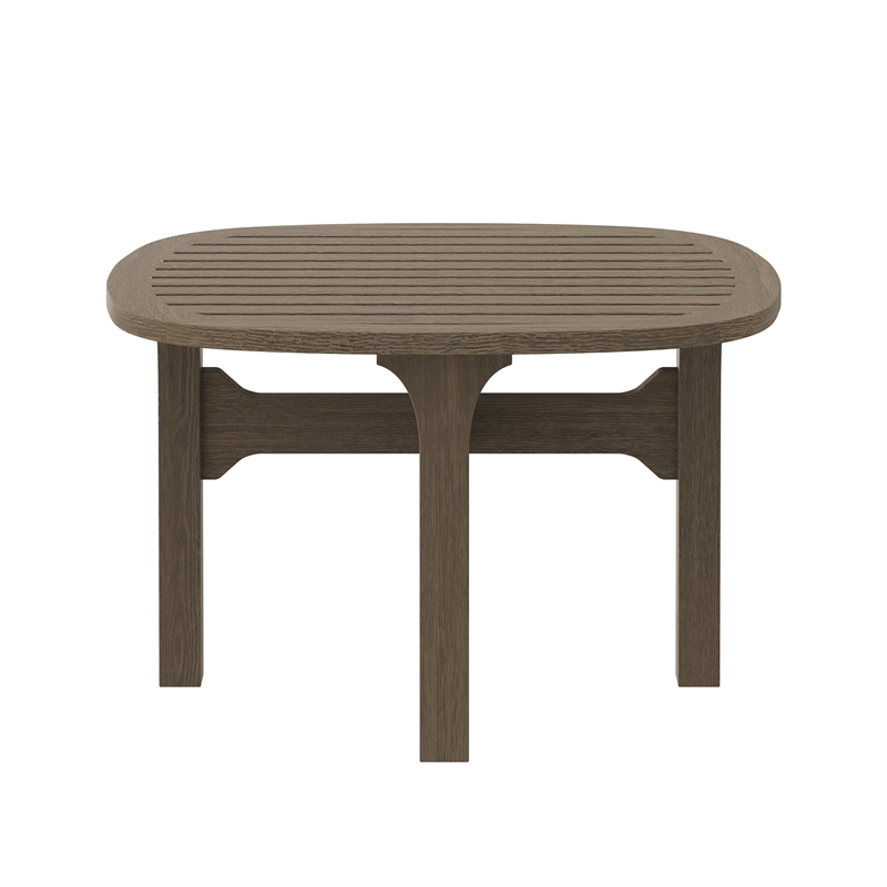 Saratoga Square Outdoor Patio Teak Wood Side Table in Weathered Gray