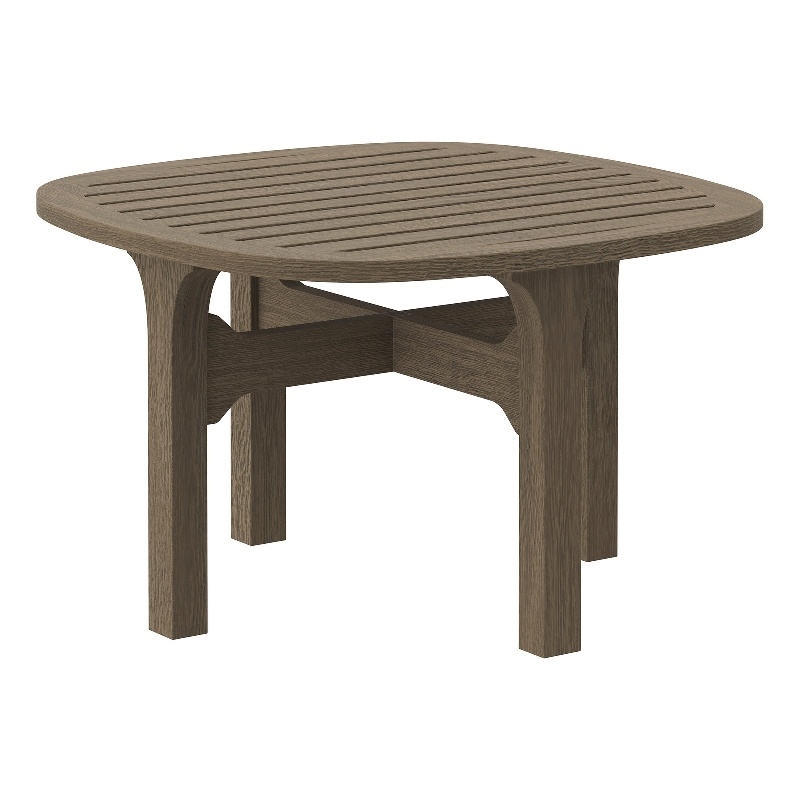 Saratoga Square Outdoor Patio Teak Wood Side Table in Weathered Gray