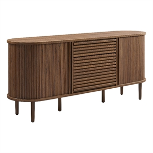 Harlan 67&quot Fluted Oval Sideboard Cabinet in Walnut