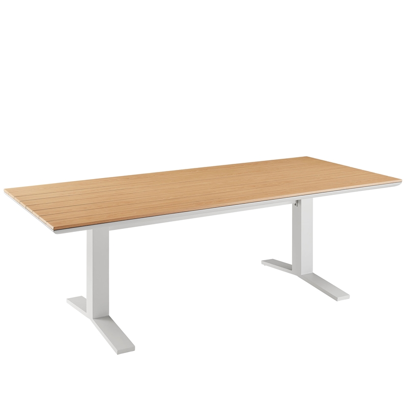 Modway Aeris 7-Piece Outdoor Patio Aluminum Dining Set in White Light Gray