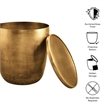 Viora Metal Storage Side Table in Burnished Brass