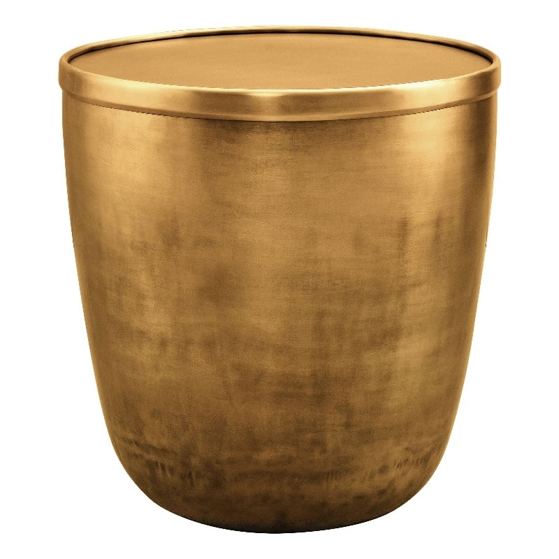 Viora Metal Storage Side Table in Burnished Brass