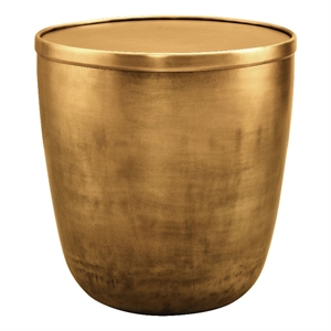 Viora Metal Storage Side Table in Burnished Brass