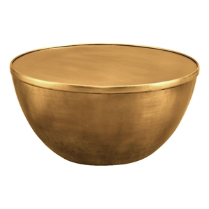 Viora 32 Inch Metal Storage Coffee Table in Burnished Brass