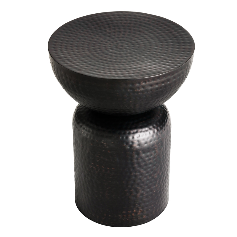 Mella Metal Hammered Side Table in Black