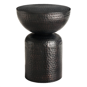 Mella Metal Hammered Side Table in Black