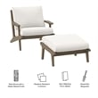 Saratoga Outdoor Patio Teak Wood Chair and Ottoman Set in Weathered Gray White
