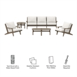 Modway Saratoga 4PC Outdoor Patio Teak Wood Furniture Set - Weathered Gray/White