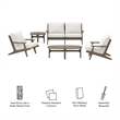 Modway Saratoga 5PC Outdoor Patio Teak Wood Furniture Set - Weathered Gray/White