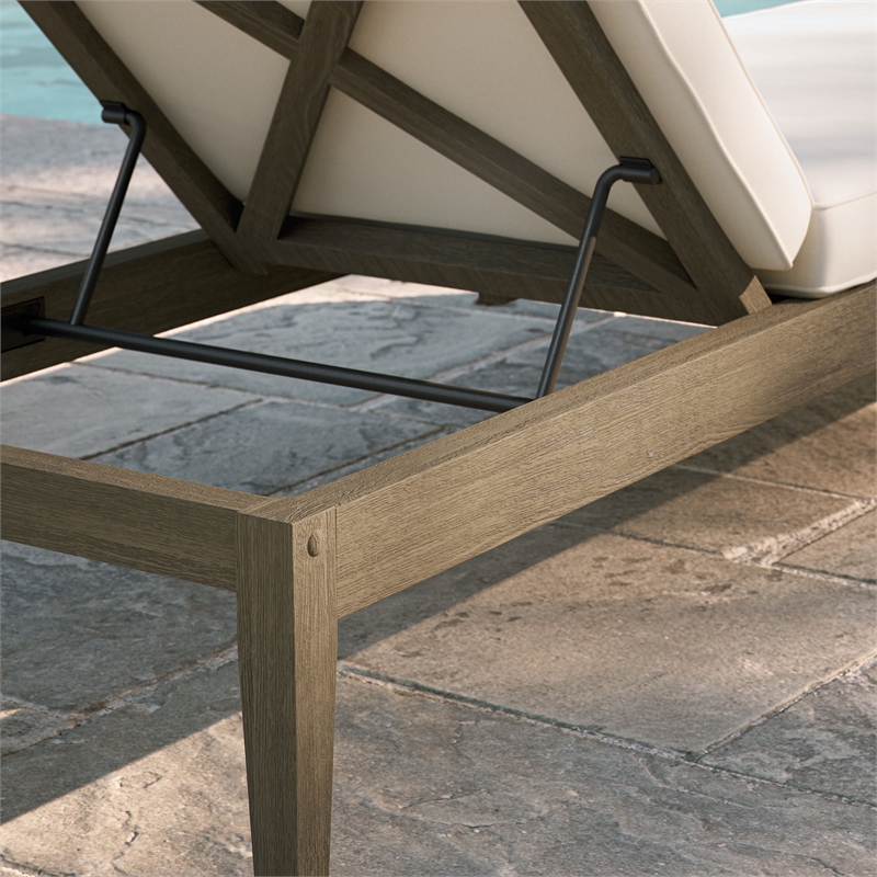 Northlake Outdoor Patio Teak Chaise Lounge in Weathered Gray White