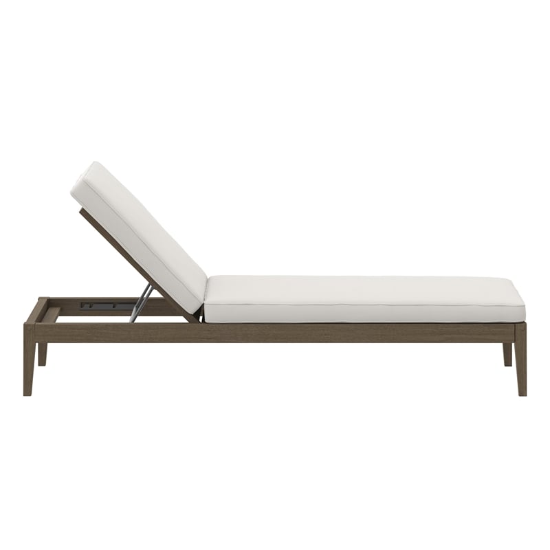 Northlake Outdoor Patio Teak Chaise Lounge in Weathered Gray White