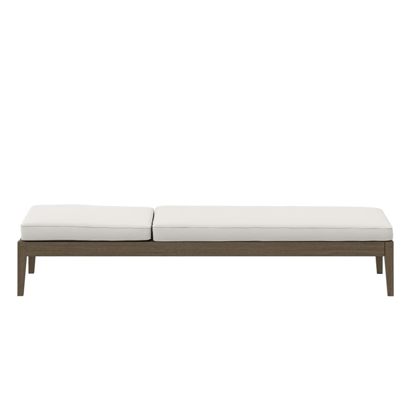 Northlake Outdoor Patio Teak Chaise Lounge in Weathered Gray White