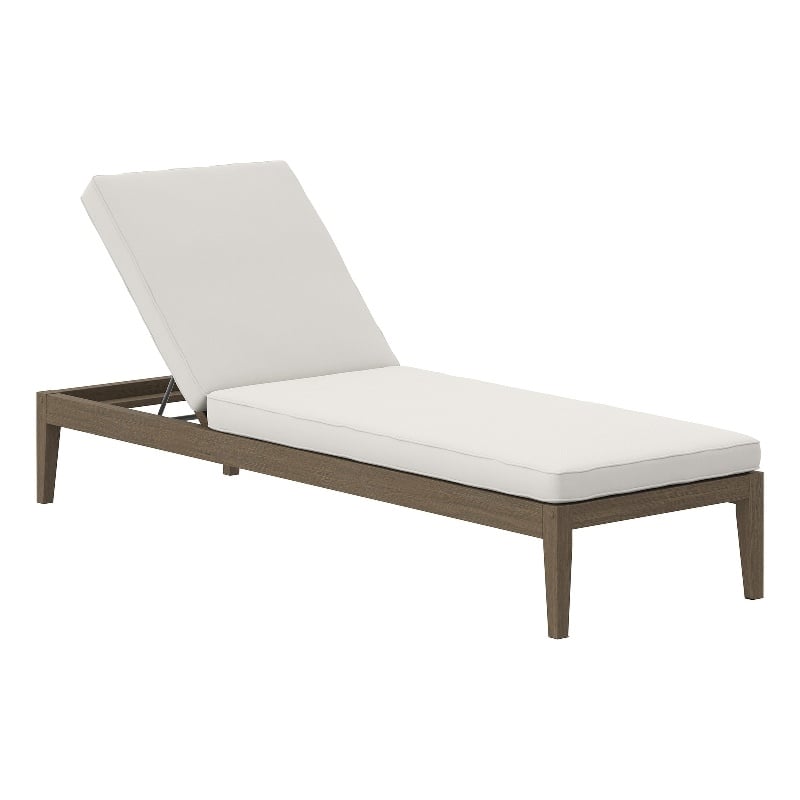 Northlake Outdoor Patio Teak Chaise Lounge in Weathered Gray White