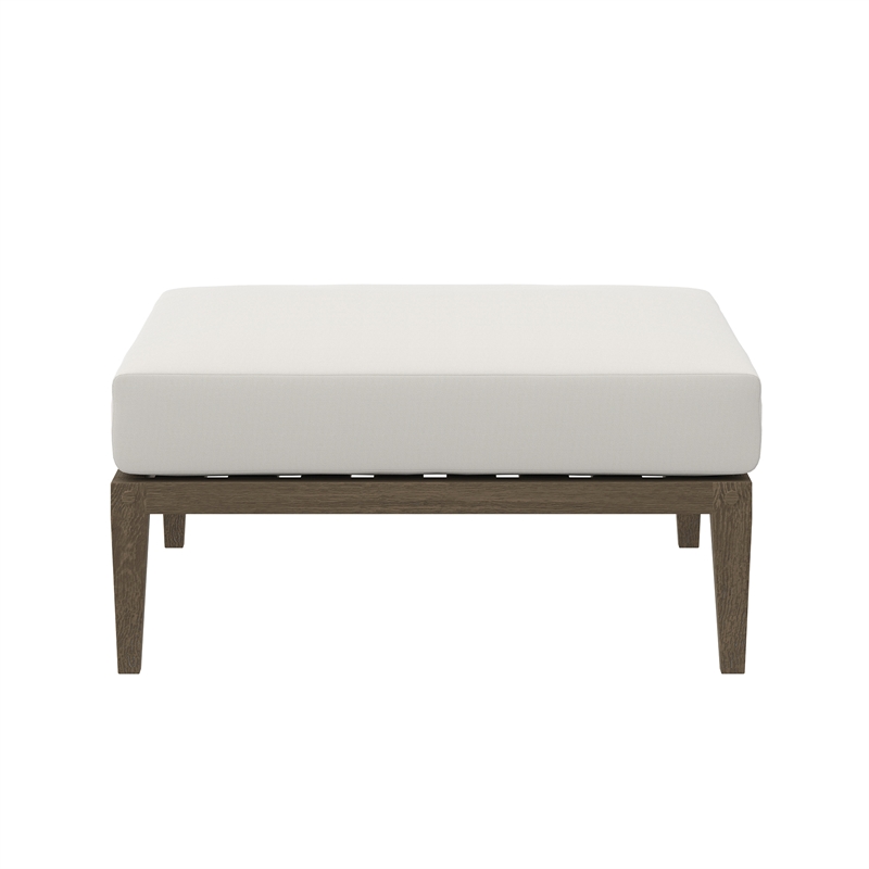 Northlake Outdoor Patio Teak Ottoman in Weathered Gray White