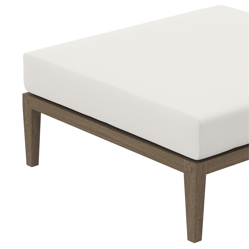 Northlake Outdoor Patio Teak Ottoman in Weathered Gray White