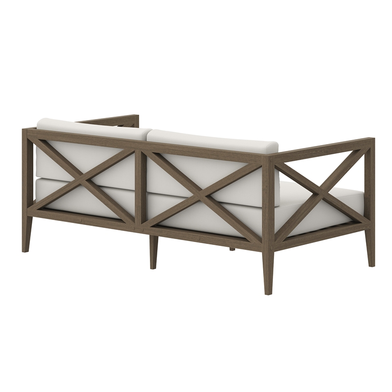 Northlake Outdoor Patio Teak Loveseat in Weathered Gray White