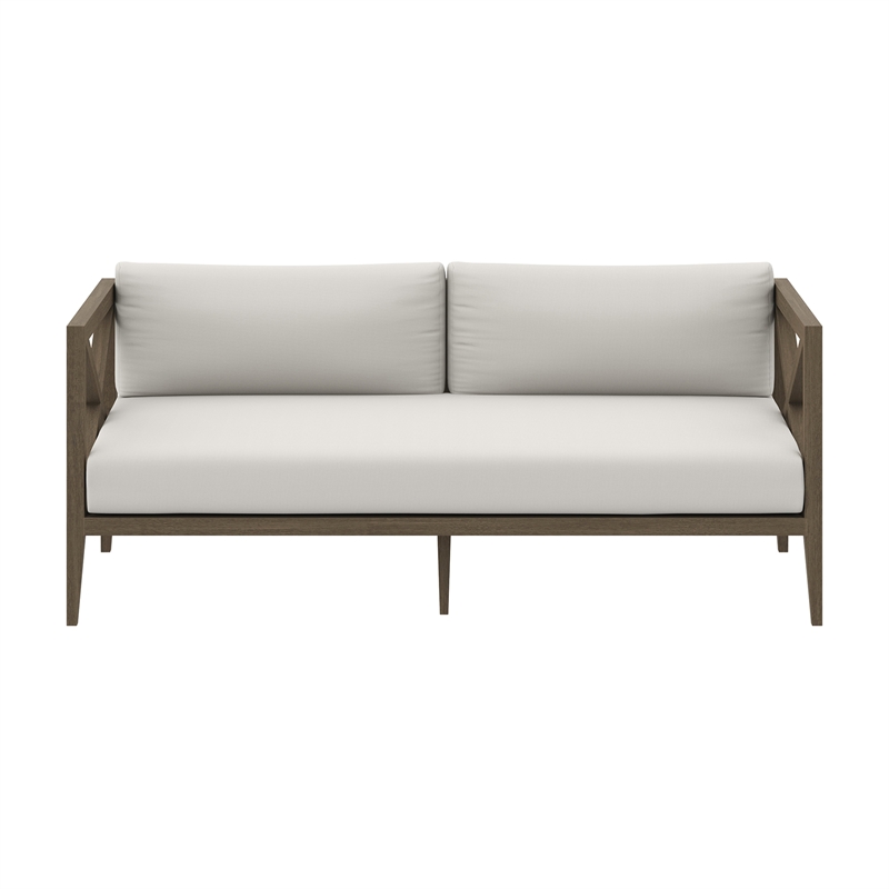 Northlake Outdoor Patio Teak Loveseat in Weathered Gray White