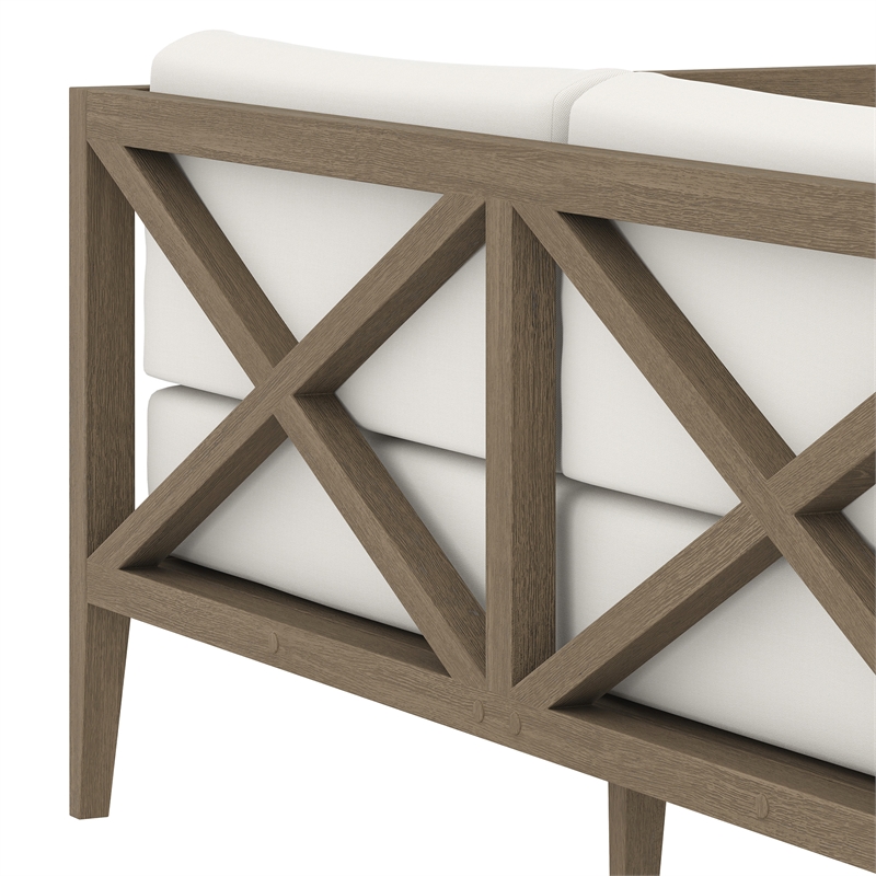 Northlake Outdoor Patio Teak Loveseat in Weathered Gray White