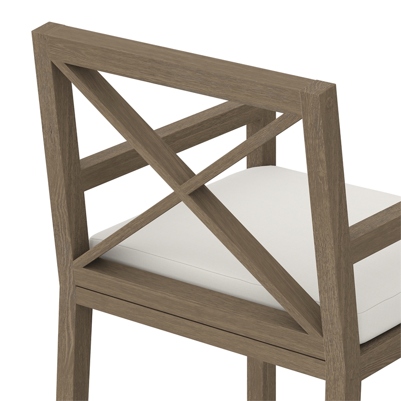 Northlake Outdoor Patio Teak Dining Armchair in Weathered Gray White