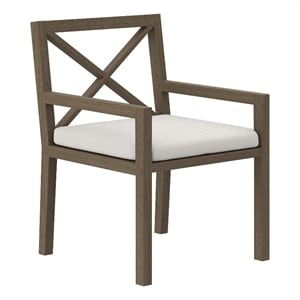 Northlake Outdoor Patio Teak Dining Armchair in Weathered Gray White