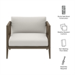 Northlake Outdoor Patio Teak Armchair in Weathered Gray White