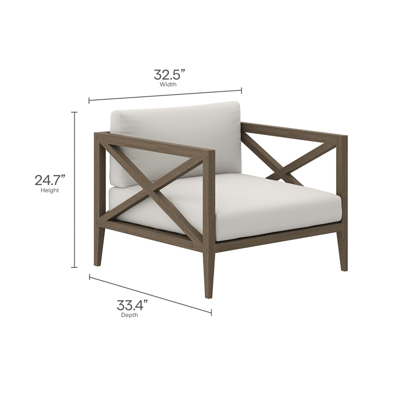 Northlake Outdoor Patio Teak Armchair in Weathered Gray White