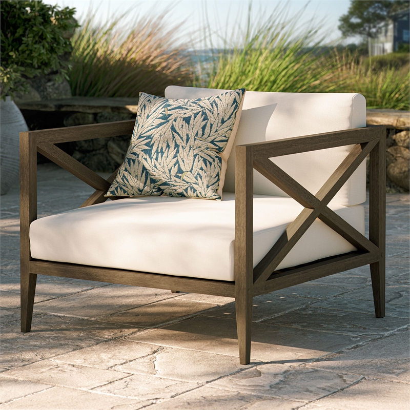 Northlake Outdoor Patio Teak Armchair in Weathered Gray White